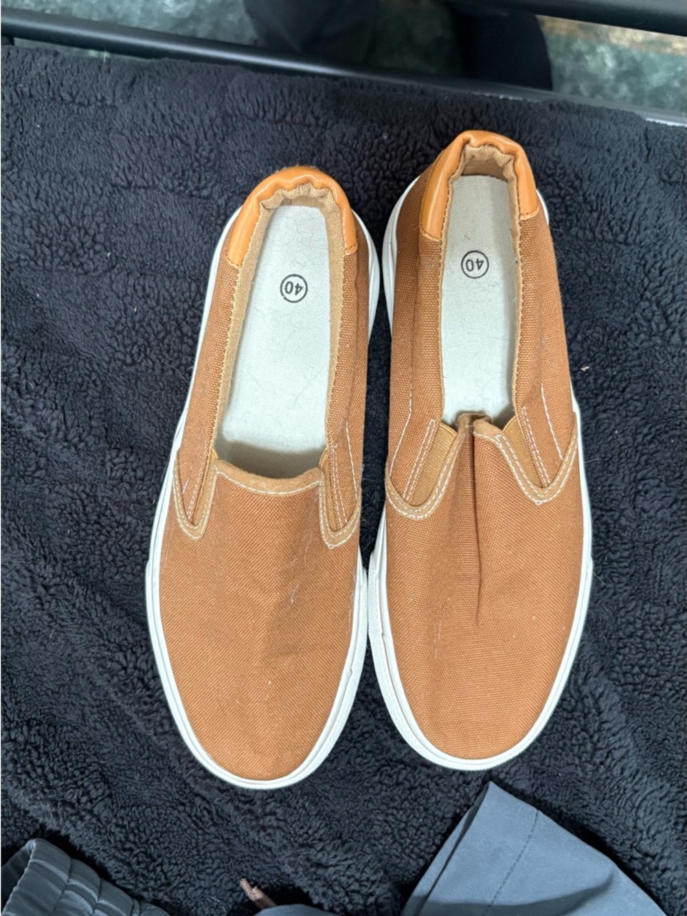 Rust Brown Slip-On Canvas Sneakers